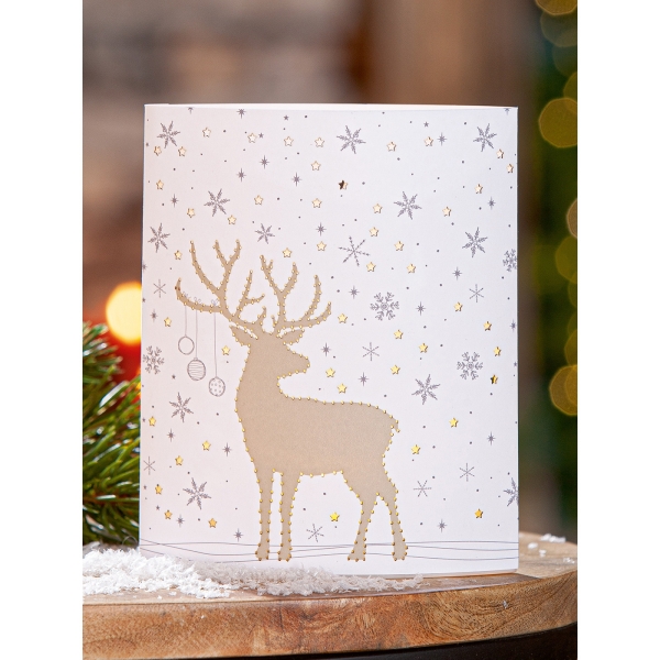 LED Papier-Dekoleuchte Winterhirsch