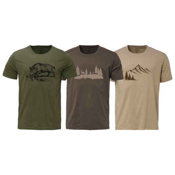 T-Shirt mit Druck 3er Pack (RE1040+RE1041+RE1042) oliv/braun/beige