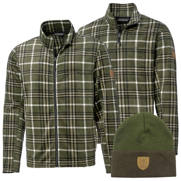 3er Pack Karo-Fleeceartikel (ST5001+ST5002+RE1022) oliv/braun/beige