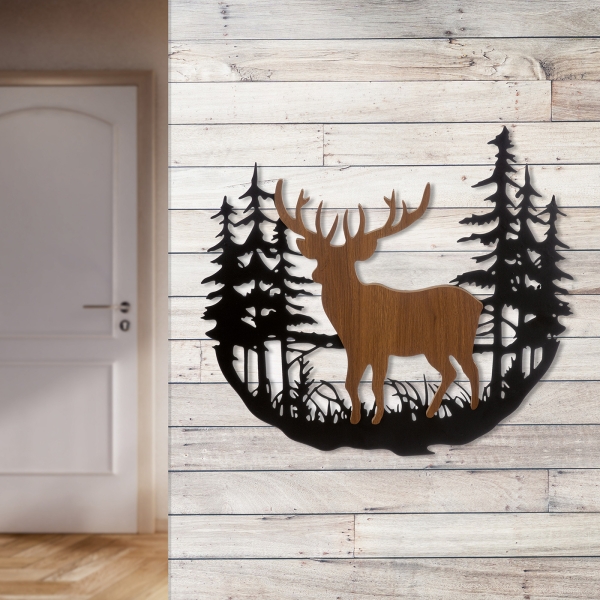 Wandrelief Waldhirsch 60x55cm