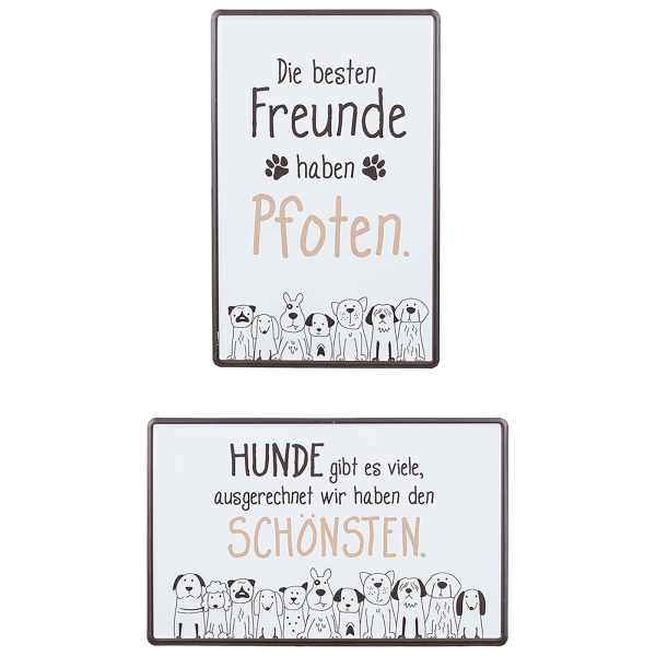 Blech-Schilder Hundebande 2er Set