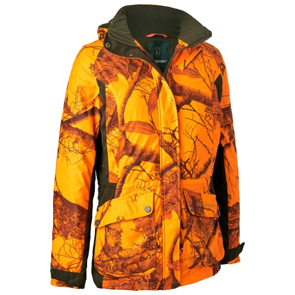 Damen Winterjacke Lady Estelle orange camo/oliv