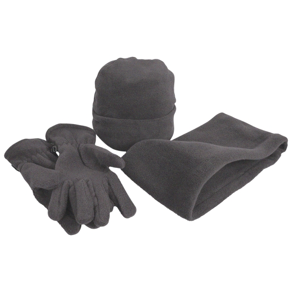 Set aus Mütze, Loop und Handschuhen grau