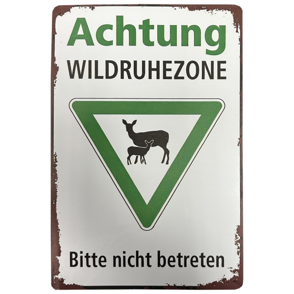 Blech Schild "Achtung Wildruhezohne"