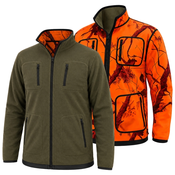 Fleece Wendejacke Arnsberg mit Membrane oliv/orange camo