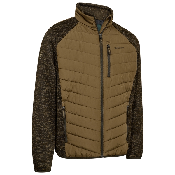 Wattierte Steppjacke Moor mit Strickfleece Einsätzen hellbraun/braun