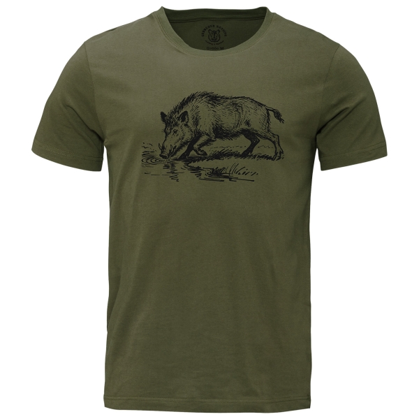 T-Shirt Wildschwein am See oliv/schwarz