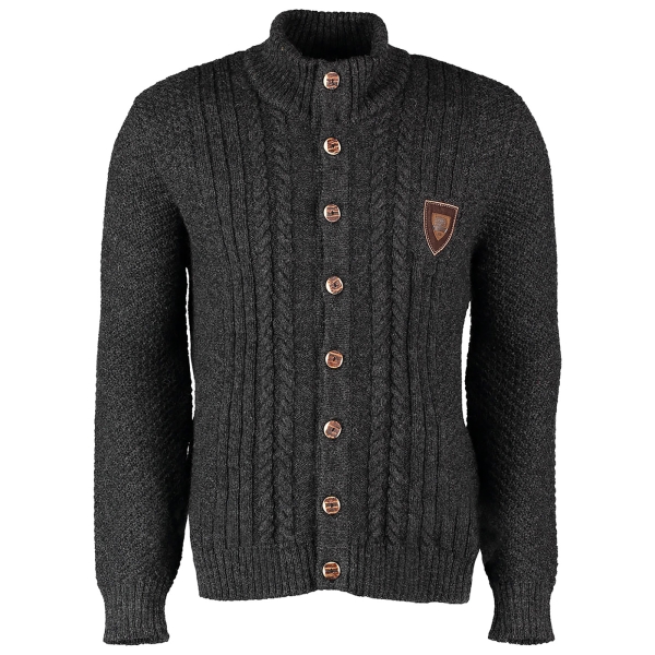 Trachtenstrickjacke mit Stehkragen anthrazit