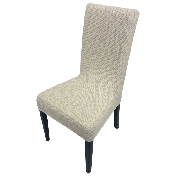 Stuhlhusse Geometric 2er Pack creme