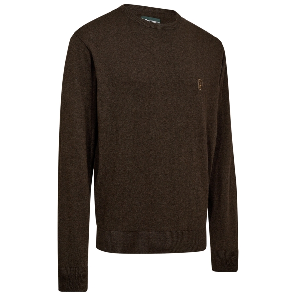 Strickpullover Harrington mit Rundhals braun melange