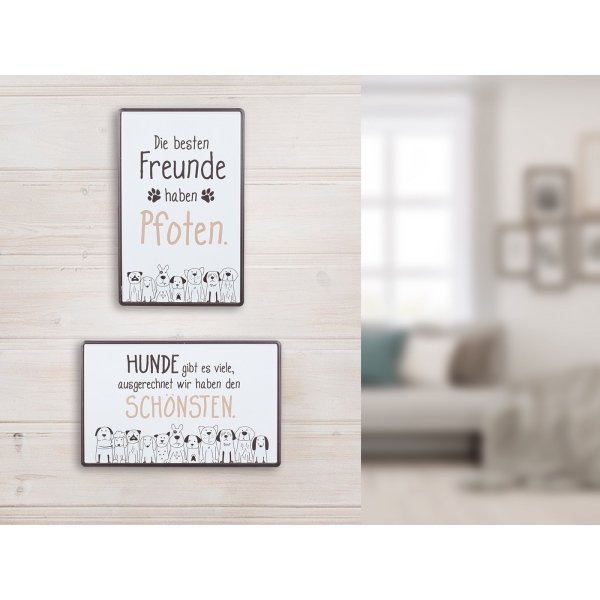 Blech-Schilder Hundebande 2er Set