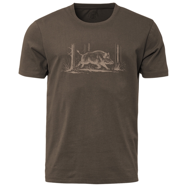T-Shirt Wildschwein im Revier braun/beige