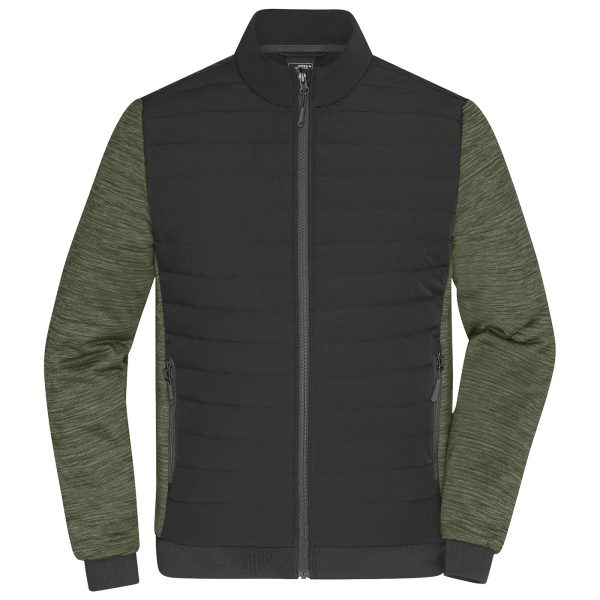Wattierte Steppjacke mit Strickfleece Einsätzen schwarz/oliv