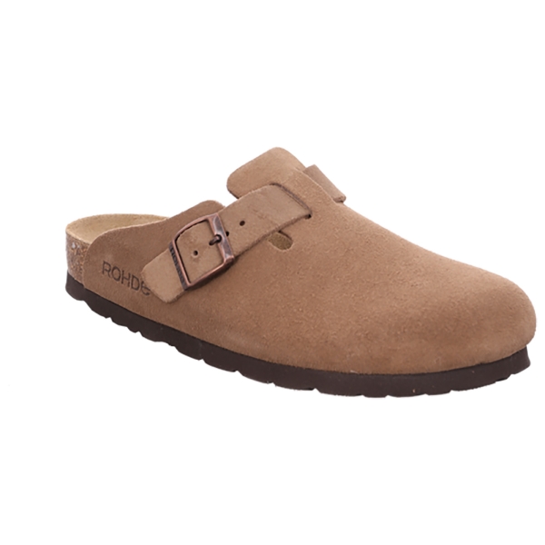 Damen Veloursleder Clog Alba beige/braun
