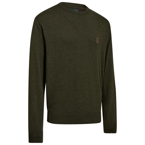 Strickpullover Harrington mit Rundhals oliv melange