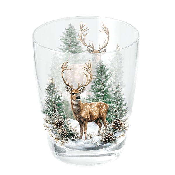 Glas Hirsch im Winterwald