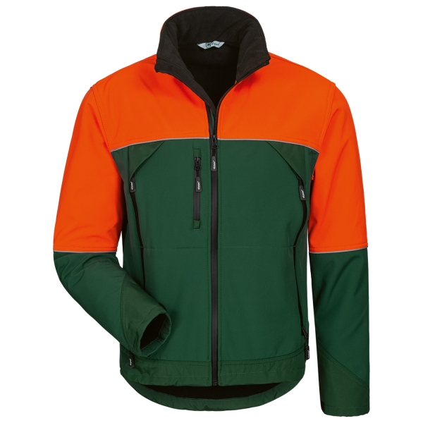 Waldarbeiter Softshelljacke grün/orange