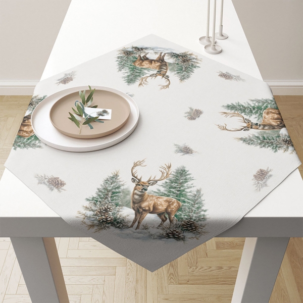 Mitteldecke Hirsch im Winterwald 90x90cm