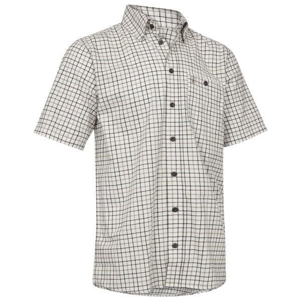 Karohemd kurzarm Gavin weiß/oliv/beige