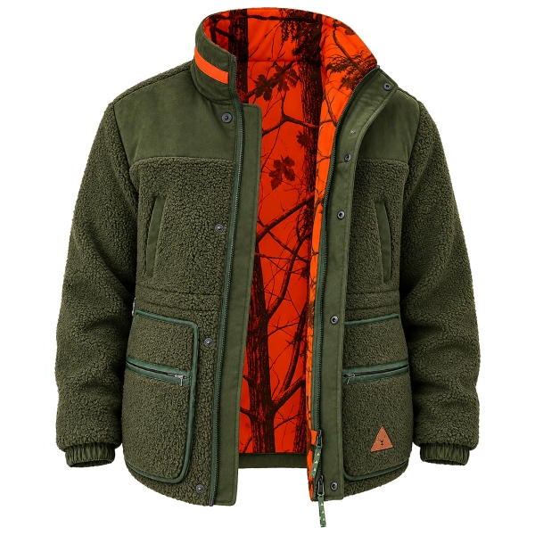 Wende-Faserpelzparka mit Membrane oliv/orange camo