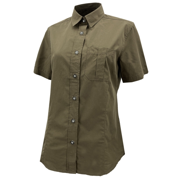 Damen Bluse kurzarm braun/oliv