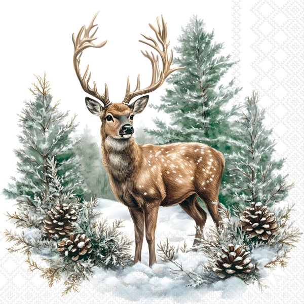 Servietten Hirsch im Winterwald