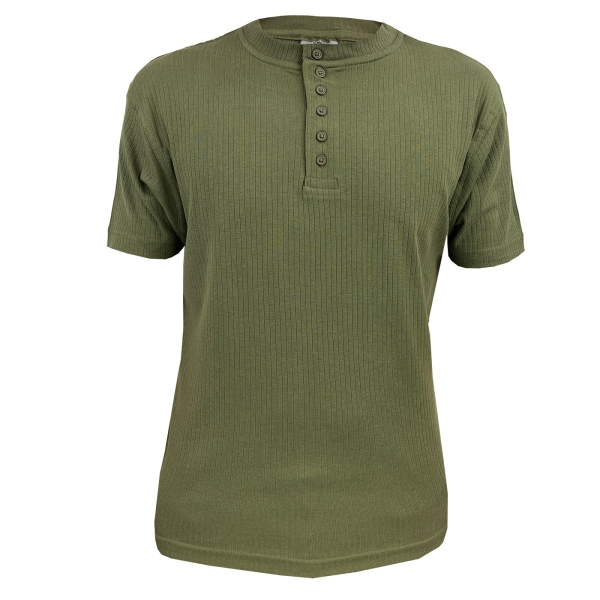 Ripp-Shirt Classic mit Knopfleiste oliv