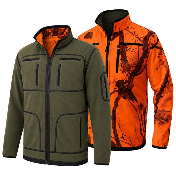 Fleece Wendejacke Ash mit Membrane oliv/orange camo