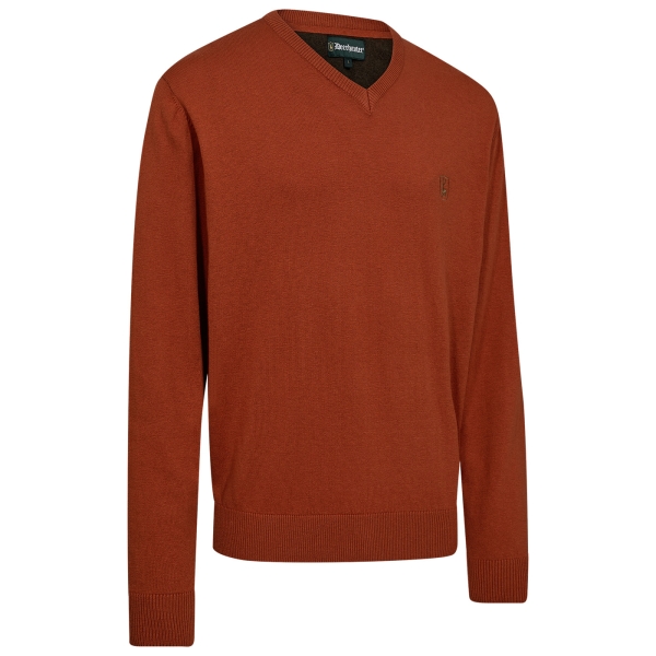 Strickpullover Harrington mit V-Ausschnitt rostrot