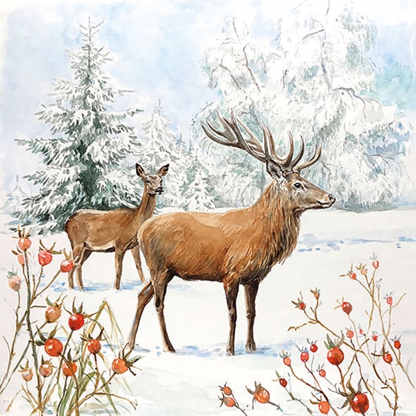 Servietten Deer in Snow