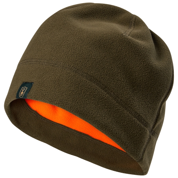 Fleece Mütze/Beanie oliv/orange