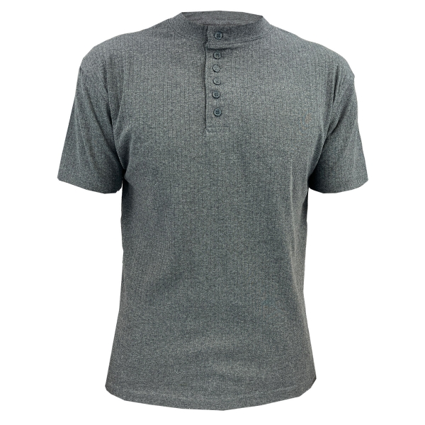 Ripp-Shirt Classic mit Knopfleiste grau