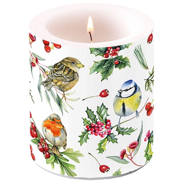 Kerze Vögel im Winter