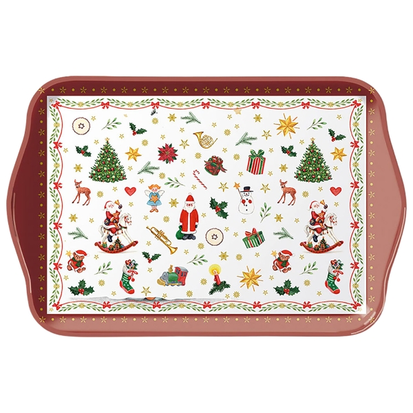Tablett Weihnachtsornamente 13x21cm