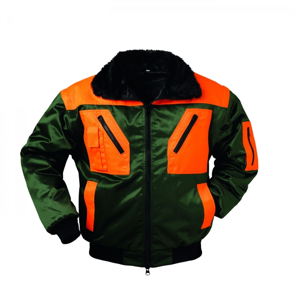 Waldarbeiter Pilotjacke grün/orange