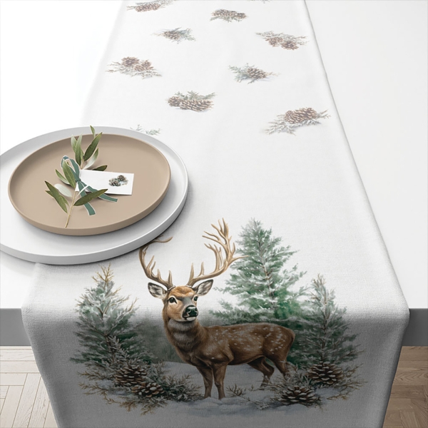 Tischläufer Hirsch im Winterwald 40x150cm