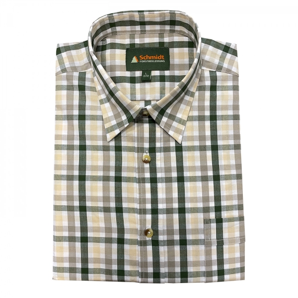 Karohemd kurzarm oliv/beige/weiß