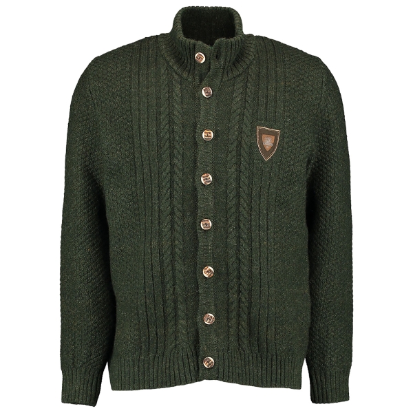 Trachtenstrickjacke mit Stehkragen oliv