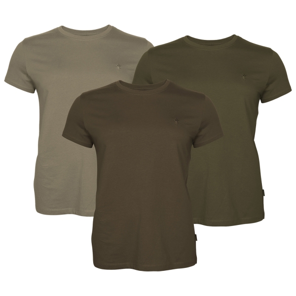 Damen T-Shirts 3er Pack oliv/braun/beige