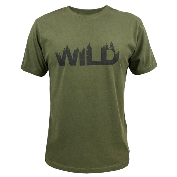T-Shirt mit WILD-Druck oliv/schwarz